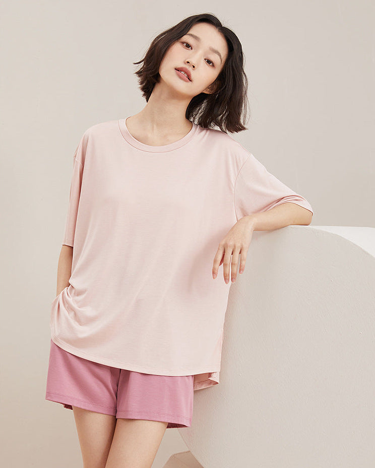 カップ付き 冷感ルーズTシャツ ルームウェア レディース S0043