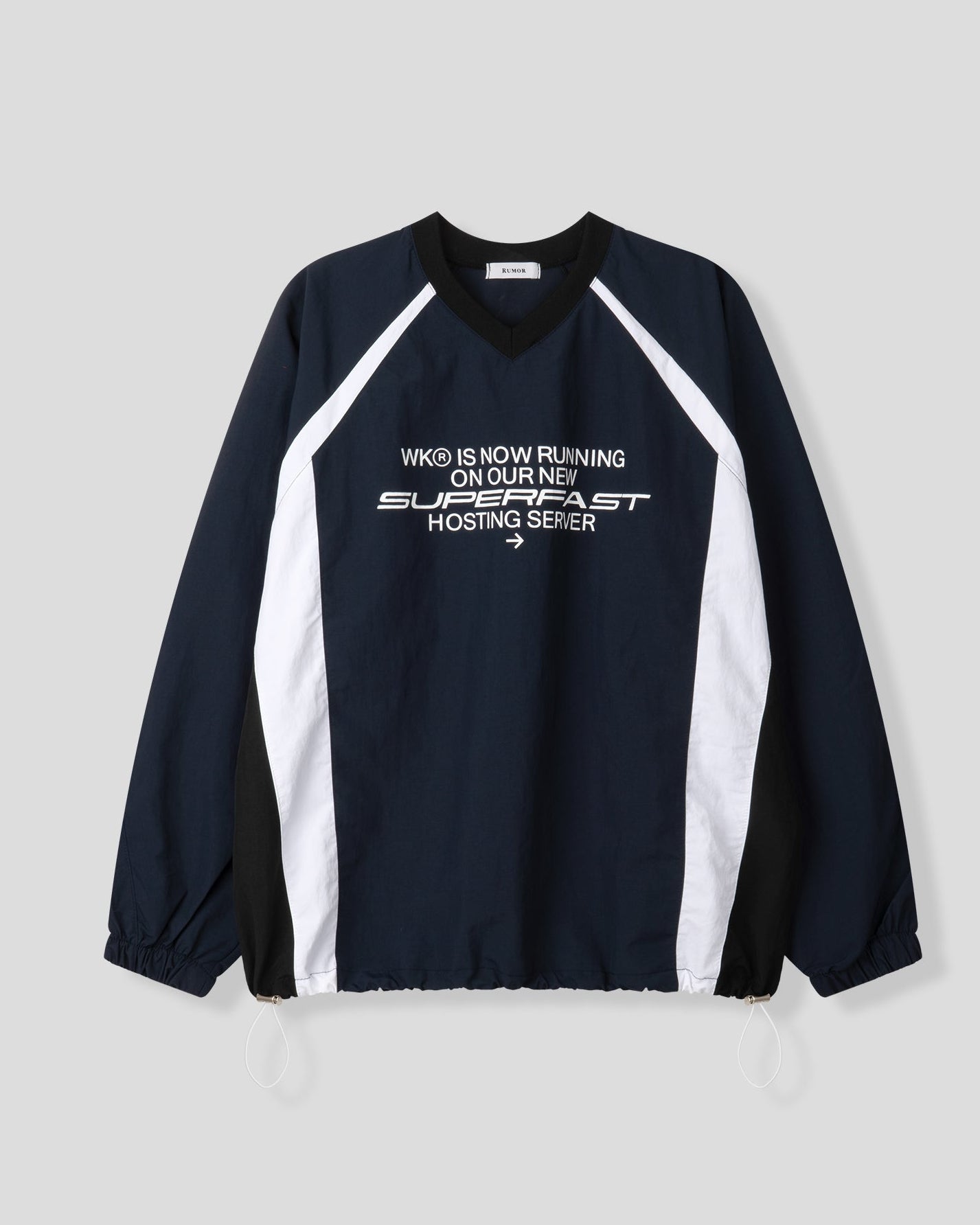 ユニセックス ナイロン スウェットシャツ ストリング Vネック アノラック ウインドブレーカー