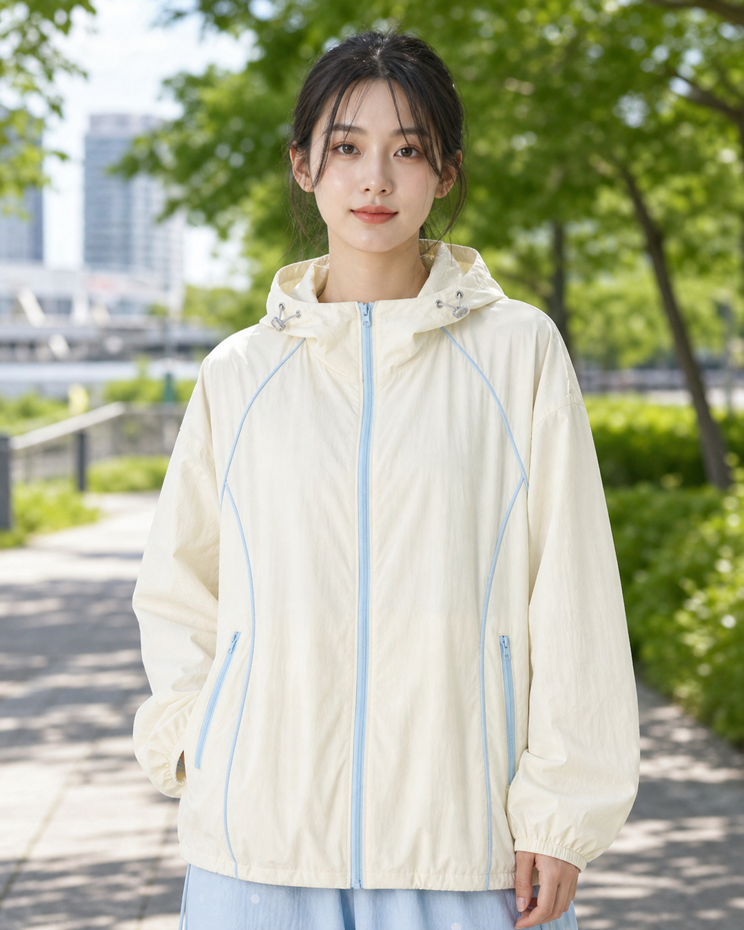 UPF50+ UVカット 軽量フードジャケット ユニセックス S0037