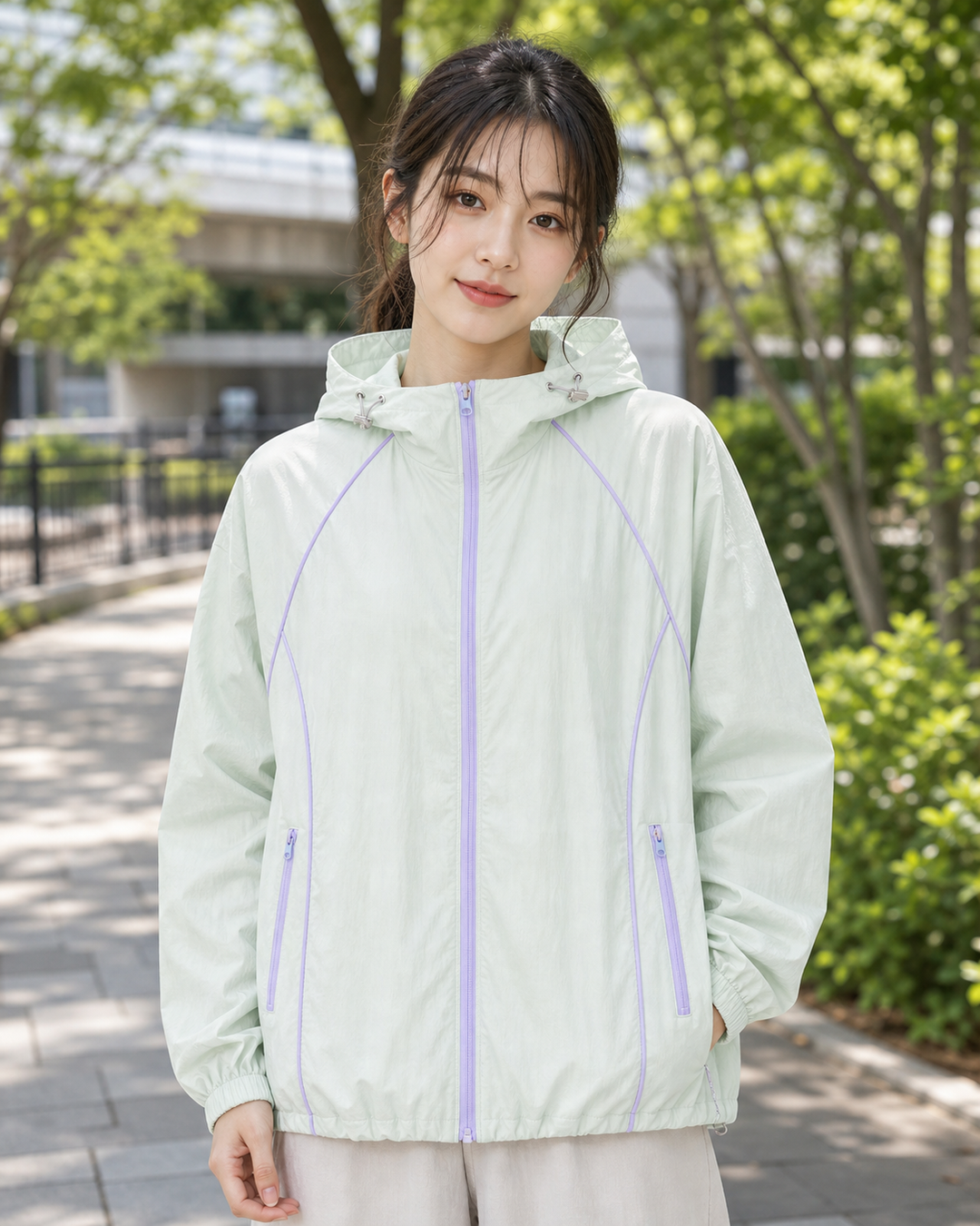 UPF50+ UVカット 軽量フードジャケット ユニセックス S0037