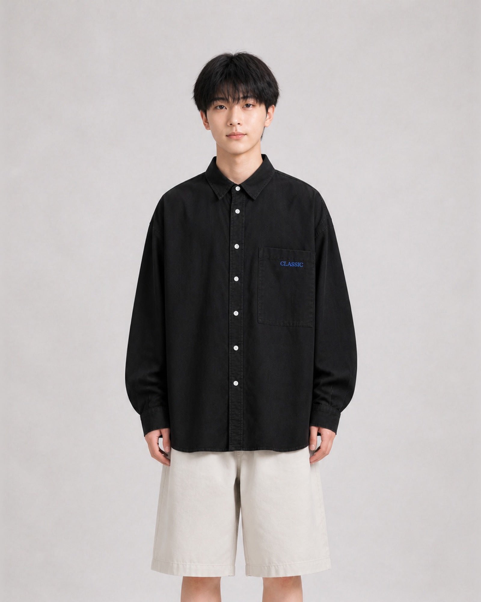 OU-RES モデル着用 | S1003 | ブラック | 正面 | トップ構図