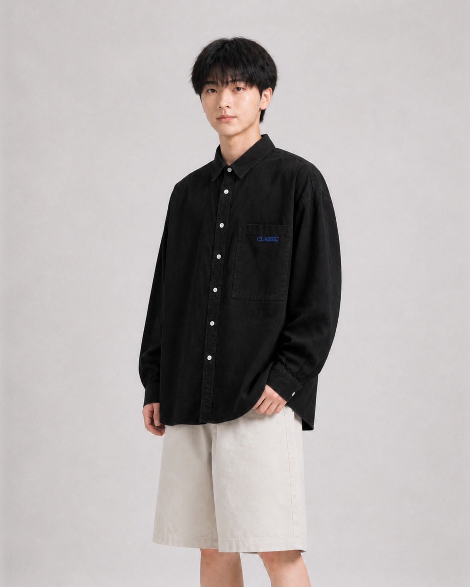 OU-RES モデル着用 | S1003 | ブラック | 右斜め | トップ構図