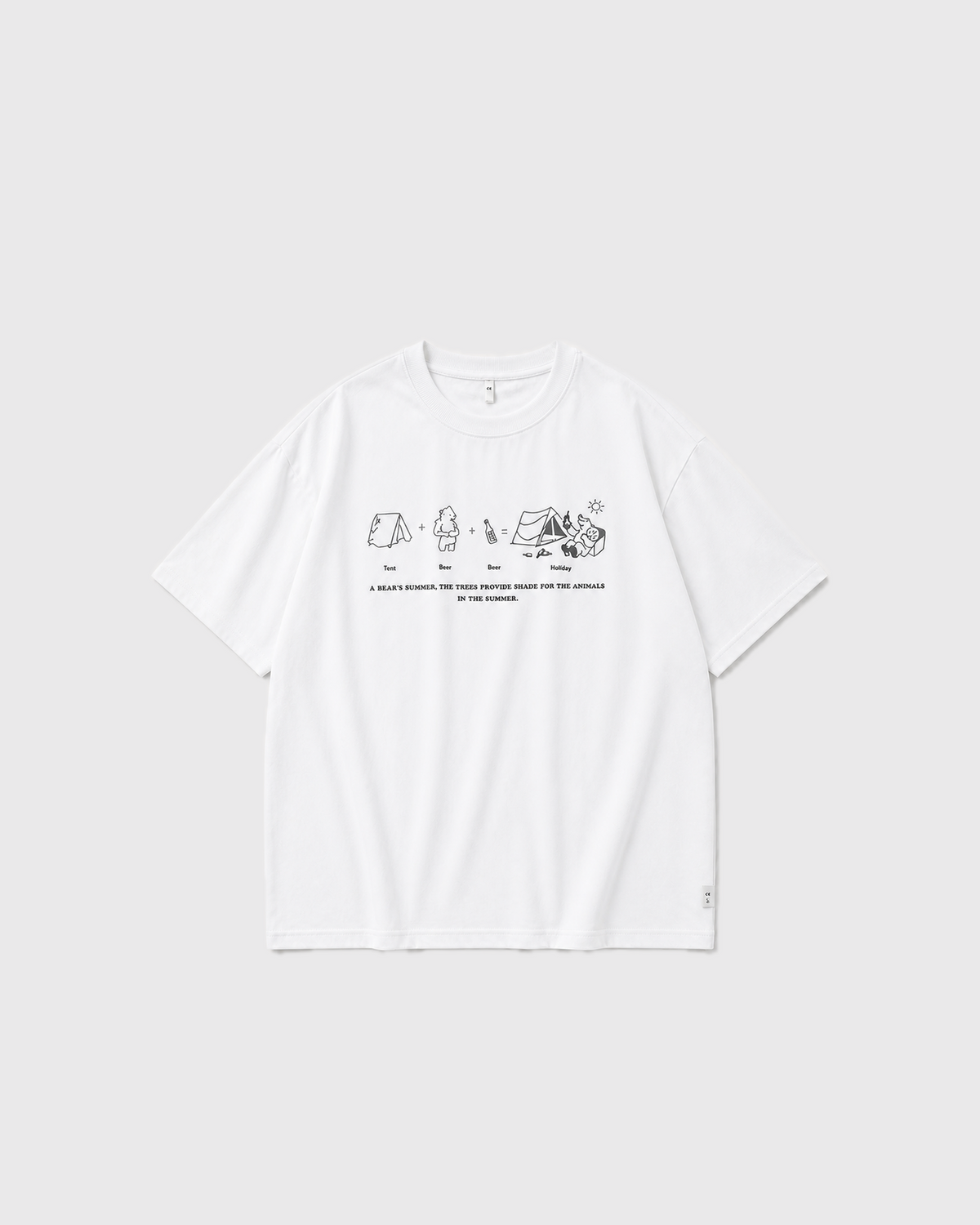 OURES レトロキャンプ グラフィック オーバーサイズTシャツ ユニセックス ホワイト 商品単体