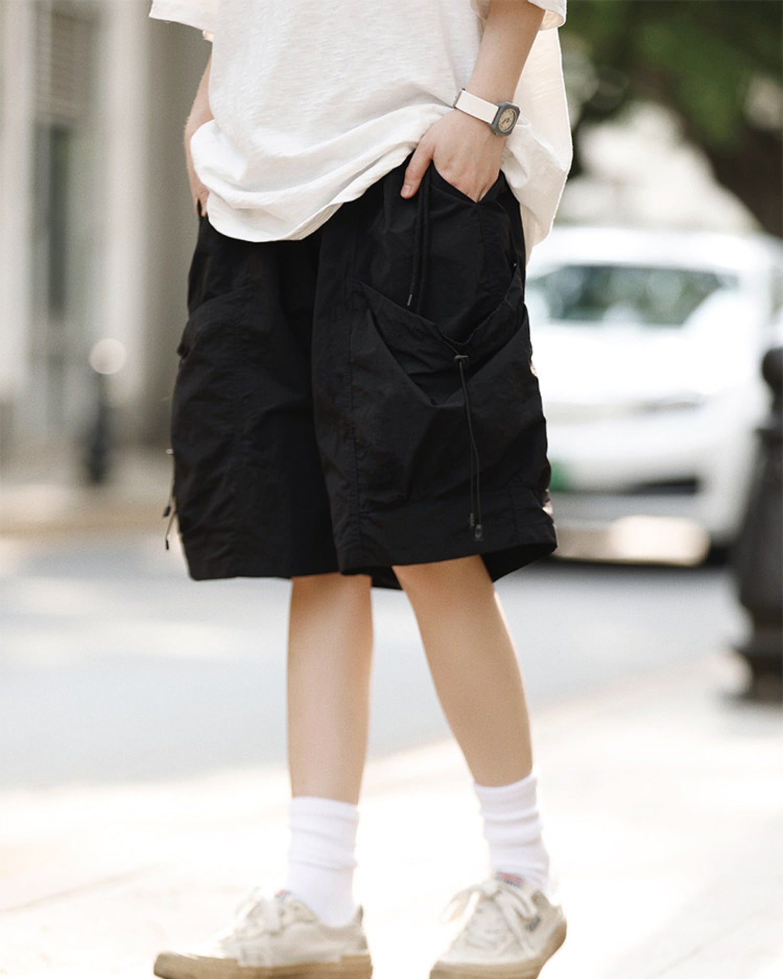ドローコード ワイドカーゴショートパンツ ユニセックス 04