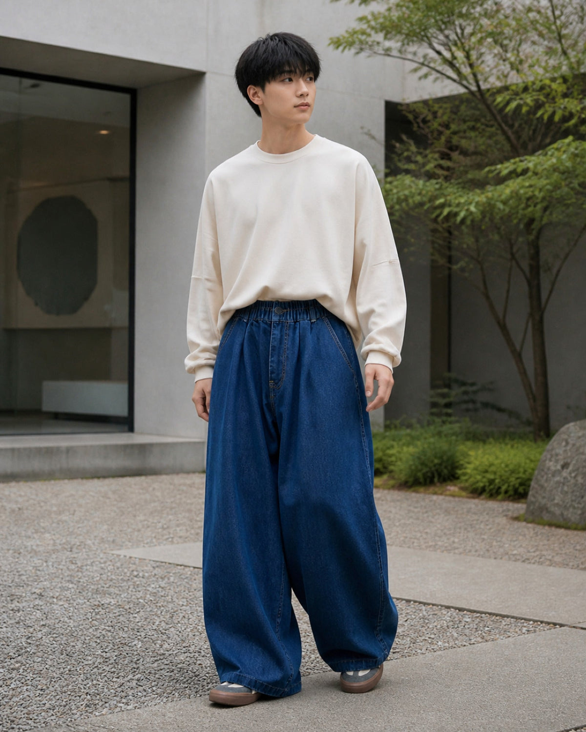 インディゴ バルーンワイド デニムパンツ メンズ 05