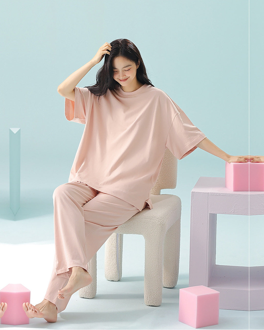 冷感 半袖ロングパンツルームウェア レディース S0039