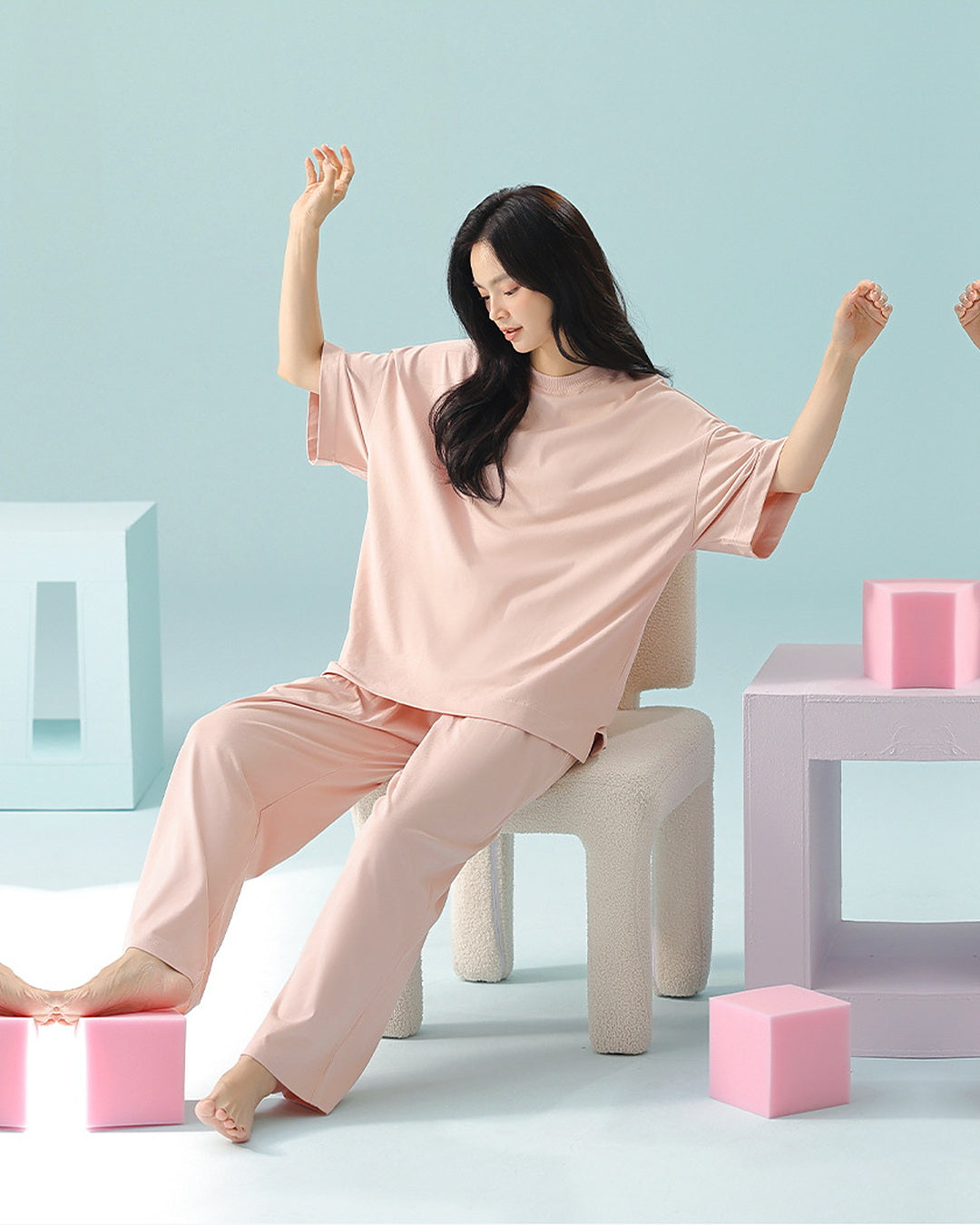 冷感 半袖ロングパンツルームウェア レディース S0039