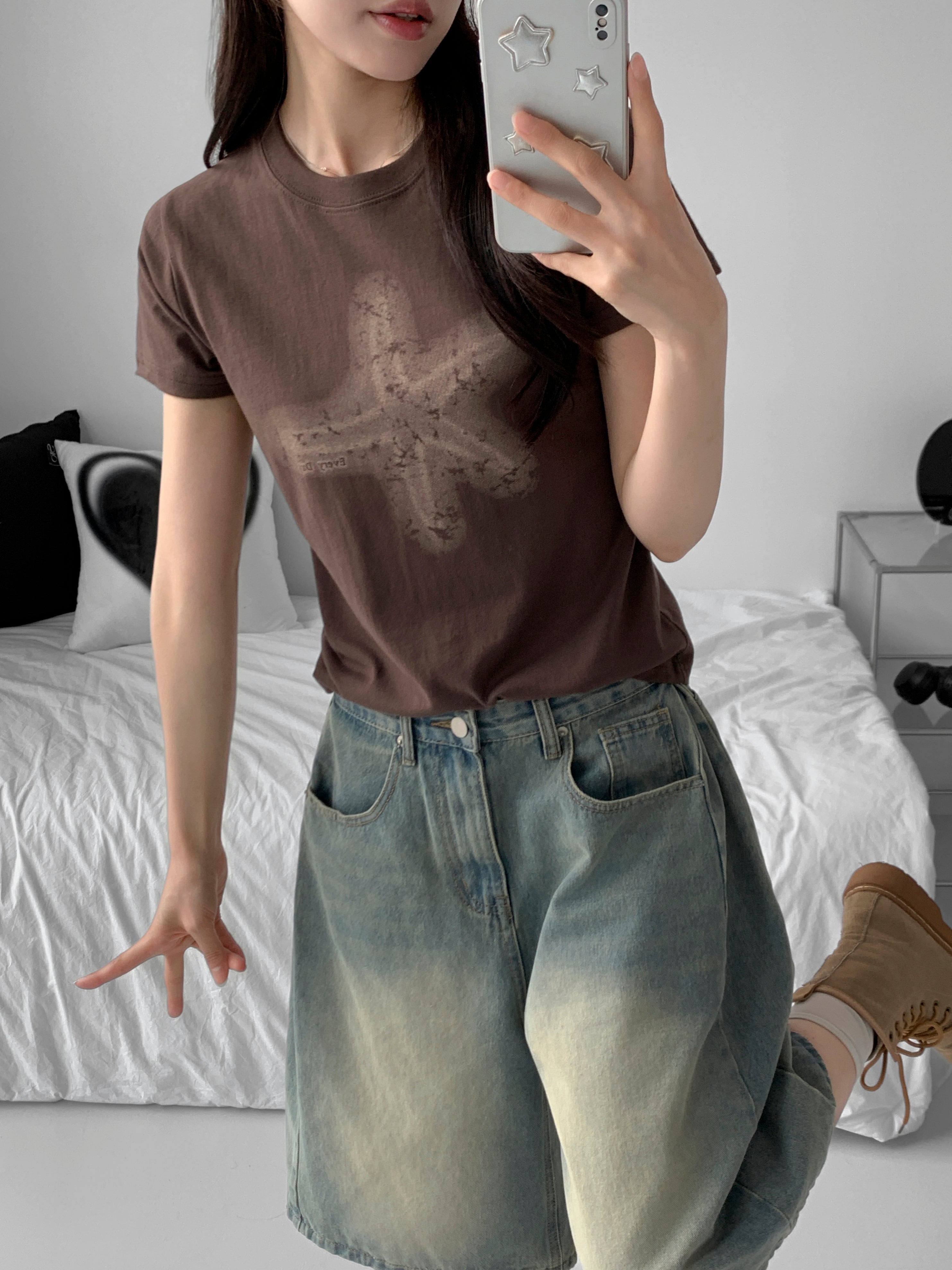 レディース スター クロップTシャツ