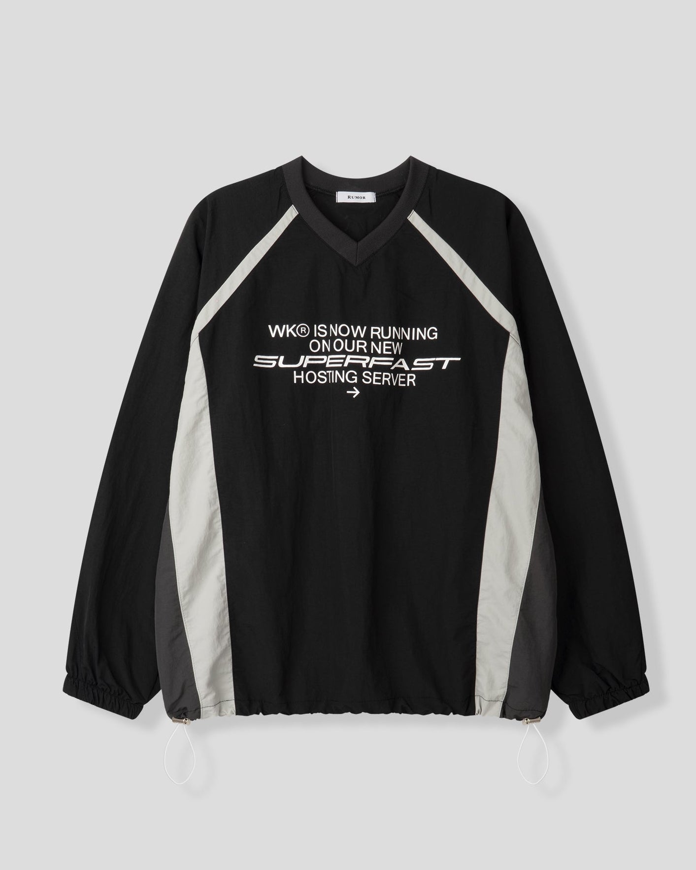 ユニセックス ナイロン スウェットシャツ ストリング Vネック アノラック ウインドブレーカー