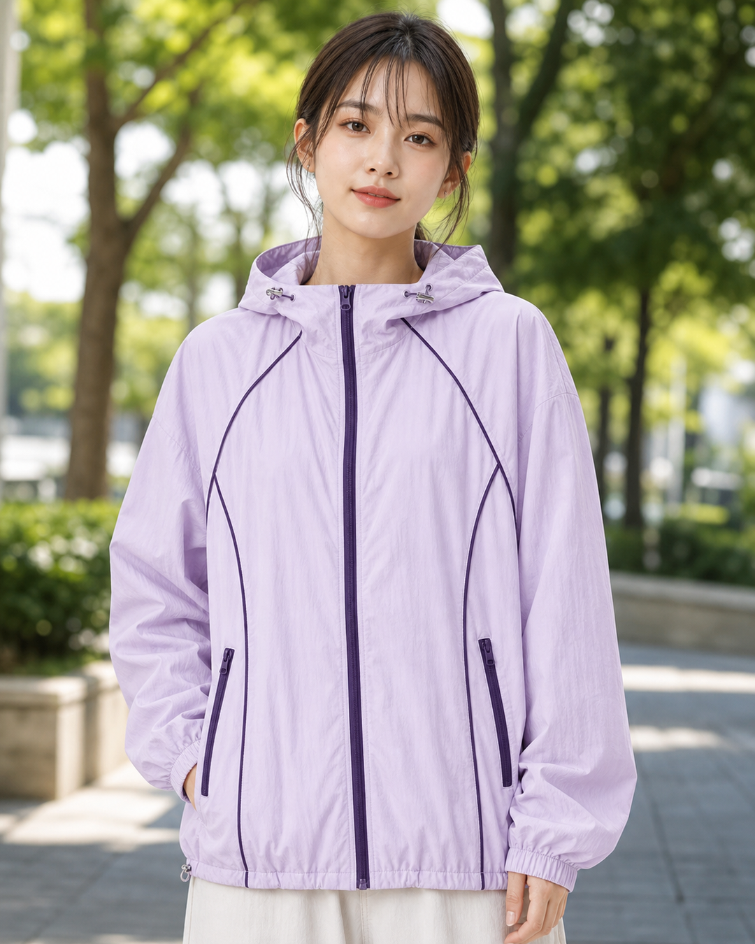 UPF50+ UVカット 軽量フードジャケット ユニセックス S0037
