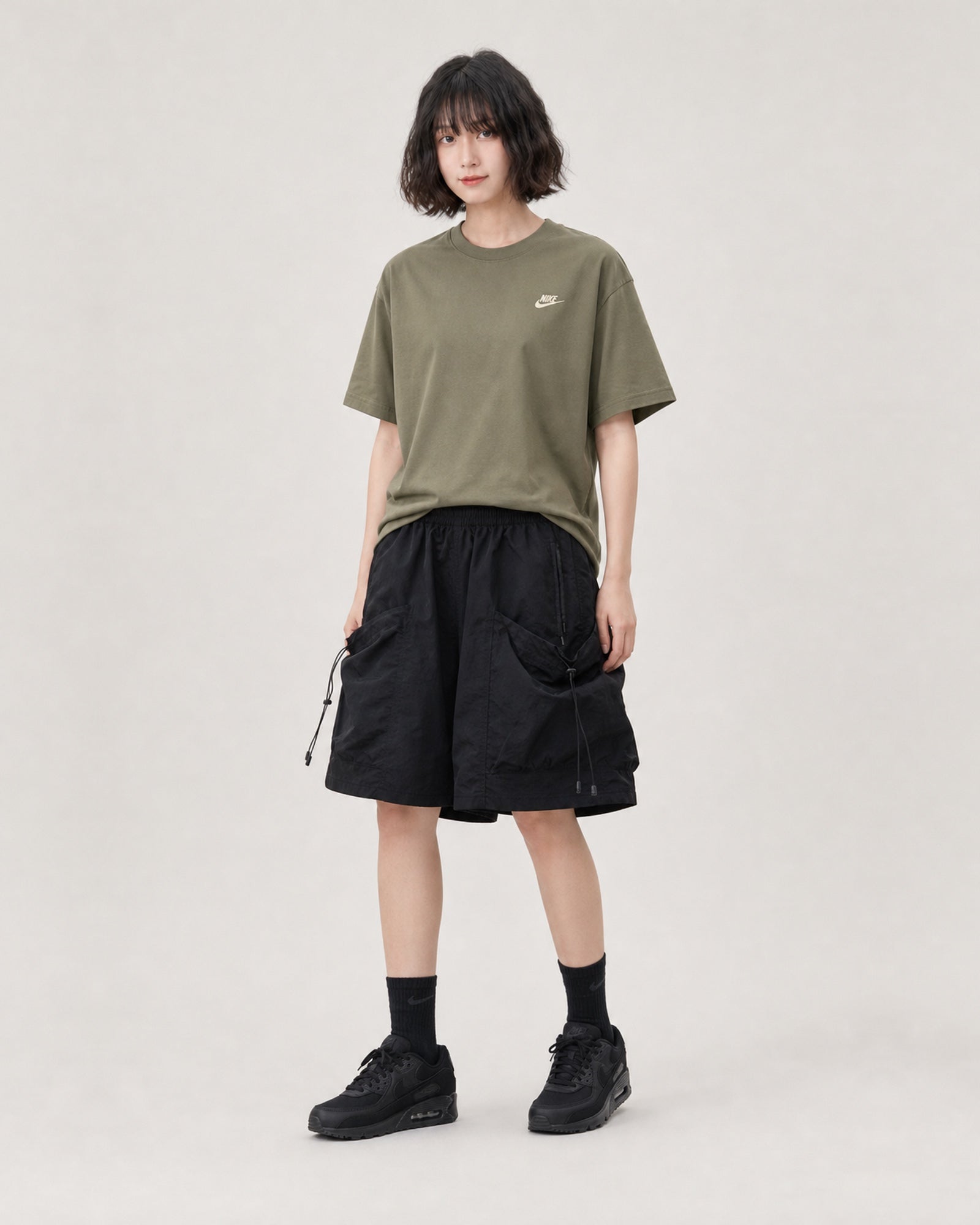 ドローコード ワイドカーゴショートパンツ ユニセックス 着用イメージ