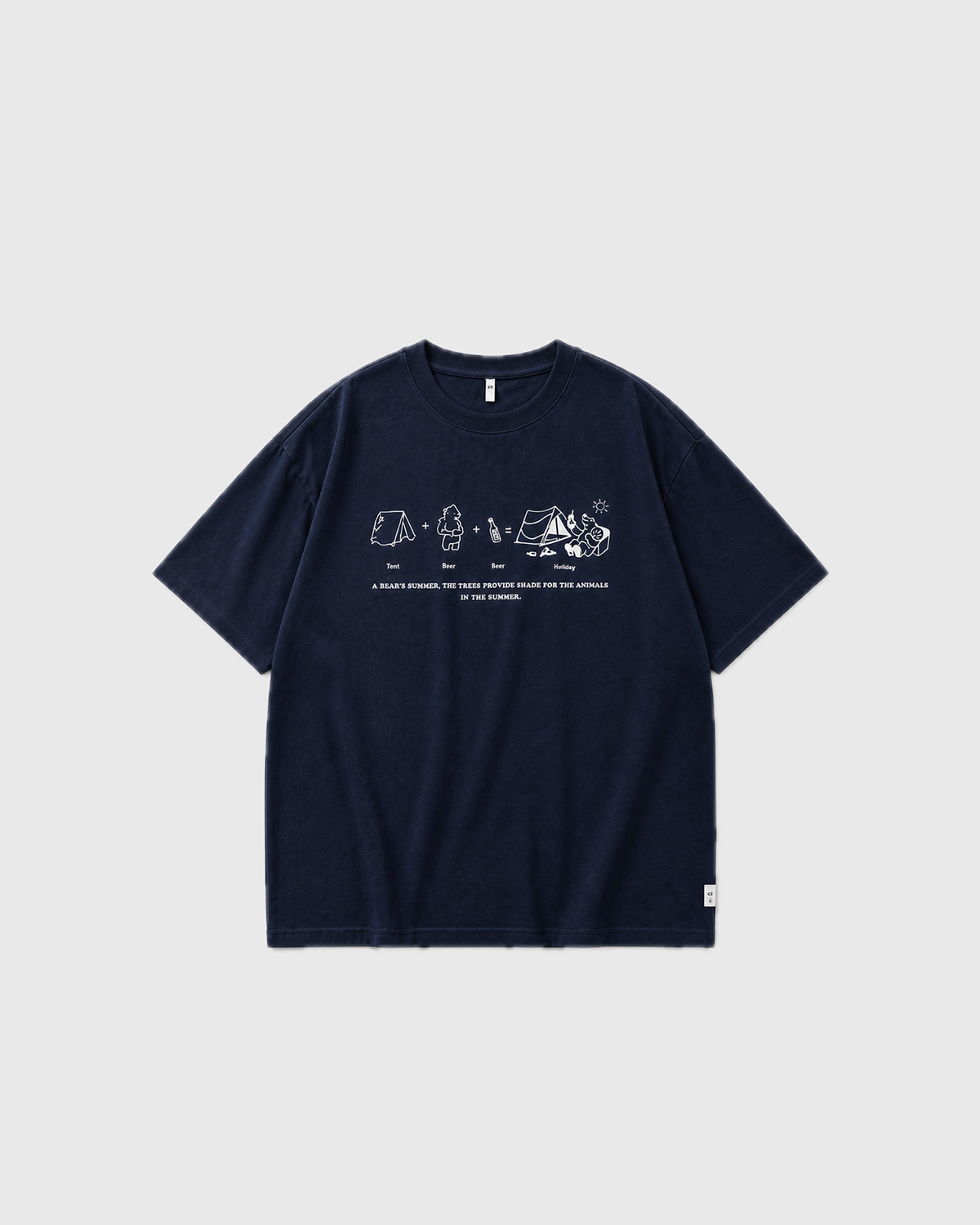 OURES レトロキャンプ グラフィック オーバーサイズTシャツ ユニセックス ネイビー 商品単体