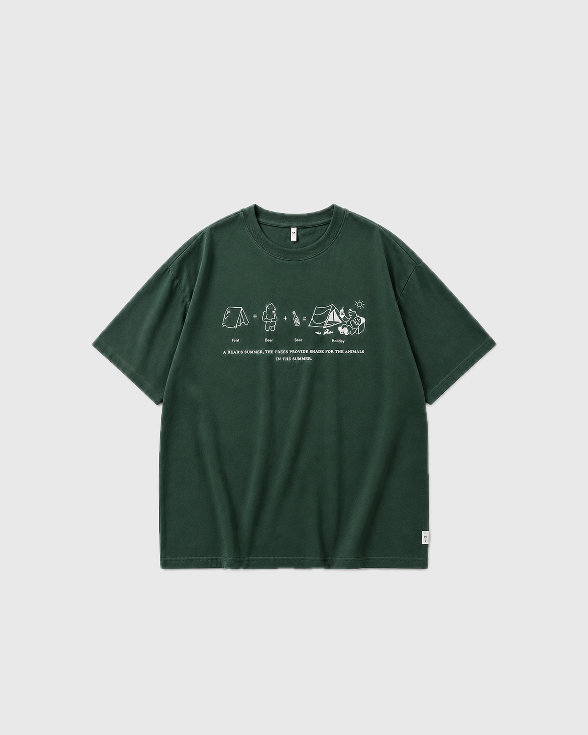OURES レトロキャンプ グラフィック オーバーサイズTシャツ ユニセックス グリーン 商品単体