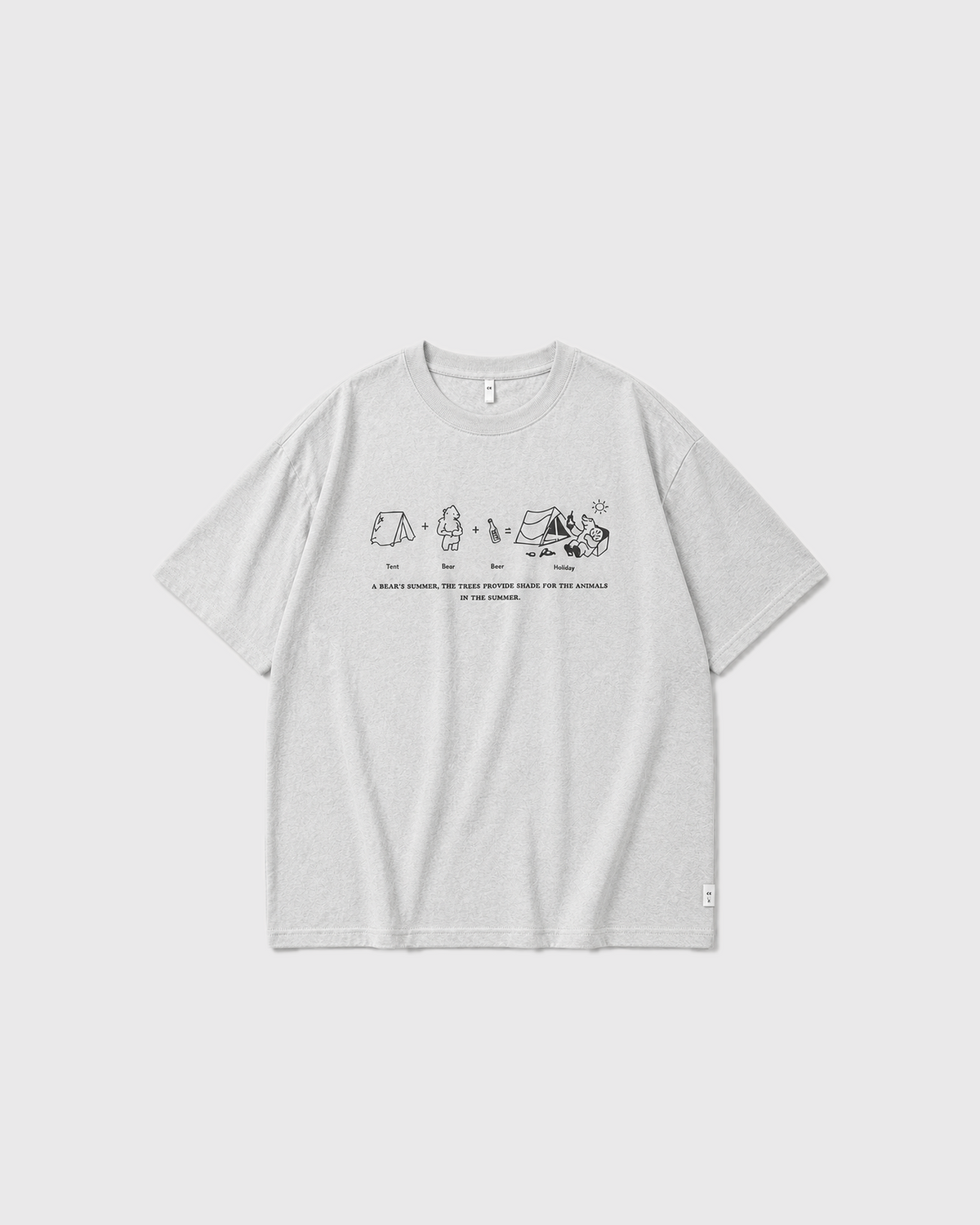 OURES レトロキャンプ グラフィック オーバーサイズTシャツ ユニセックス ライトグレー 商品単体