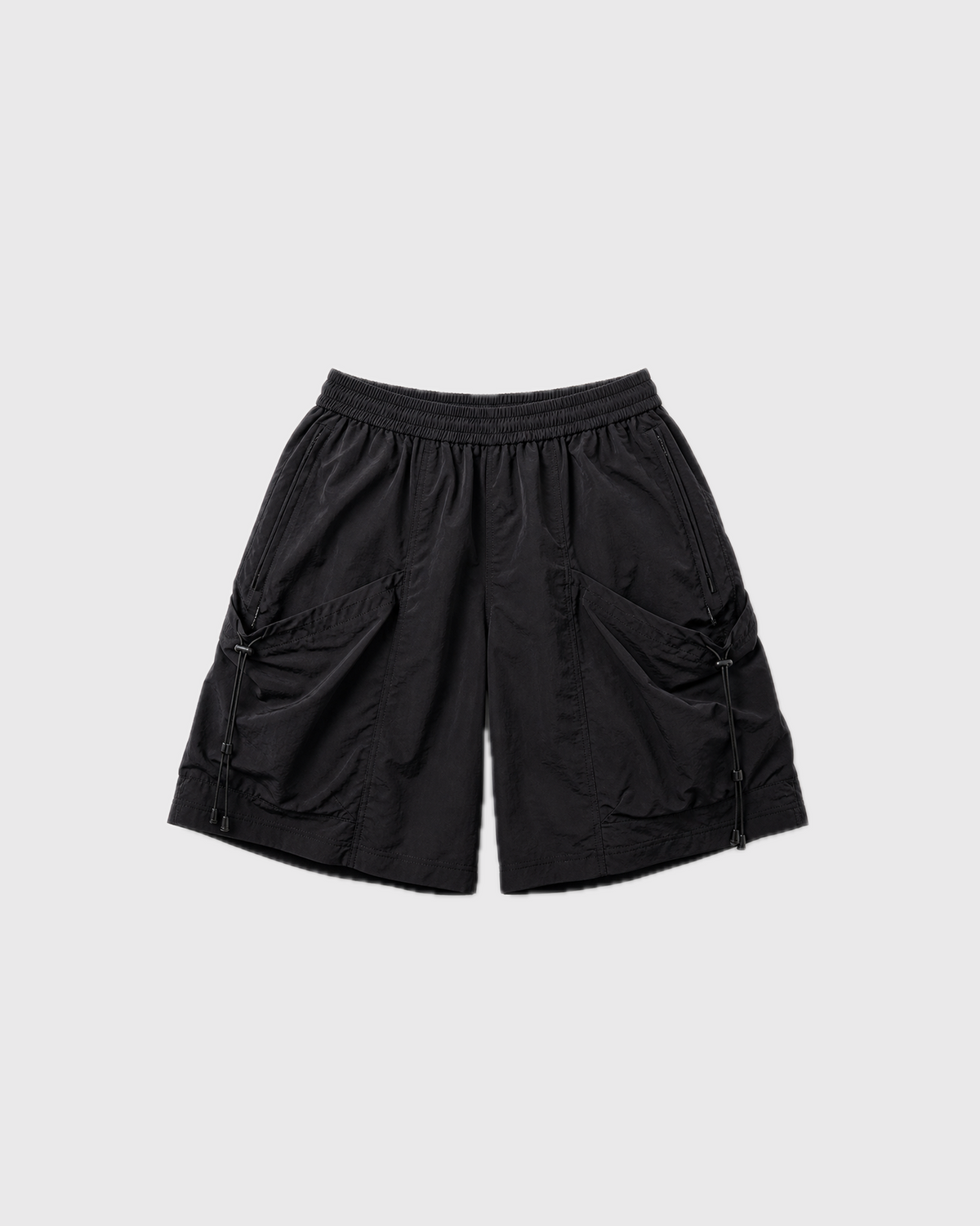 OURES ドローコード ワイドカーゴショートパンツ ユニセックス ブラック 商品単体