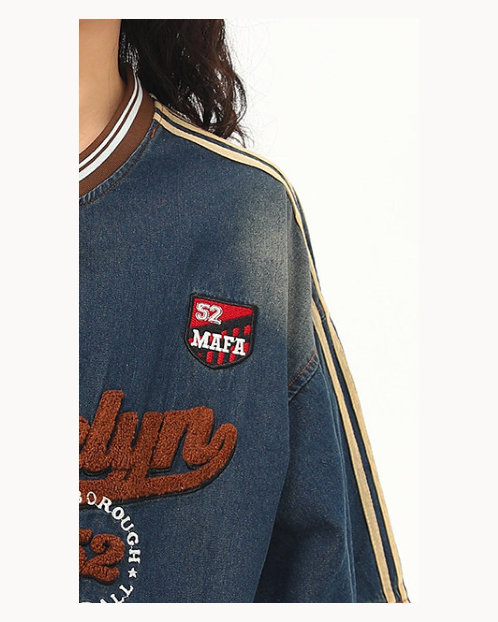 ウォッシュドデニム VネックTシャツ レディース 09