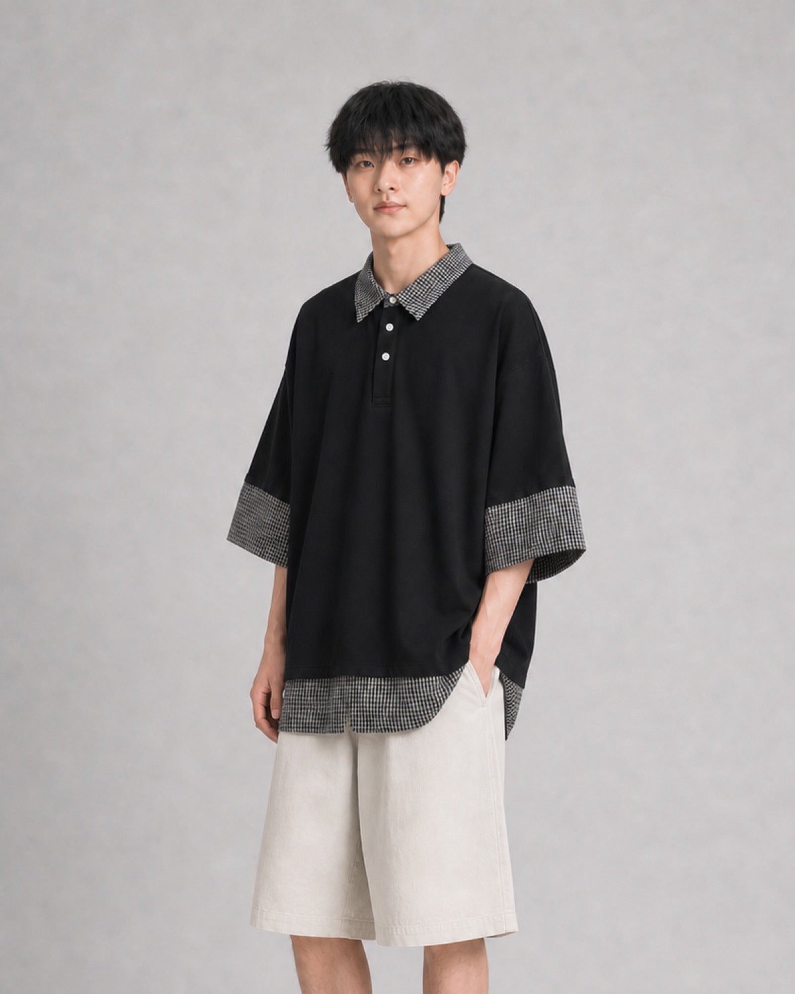 OU-RES モデル着用 | S1015 | ブラック | 右斜め | トップ構図