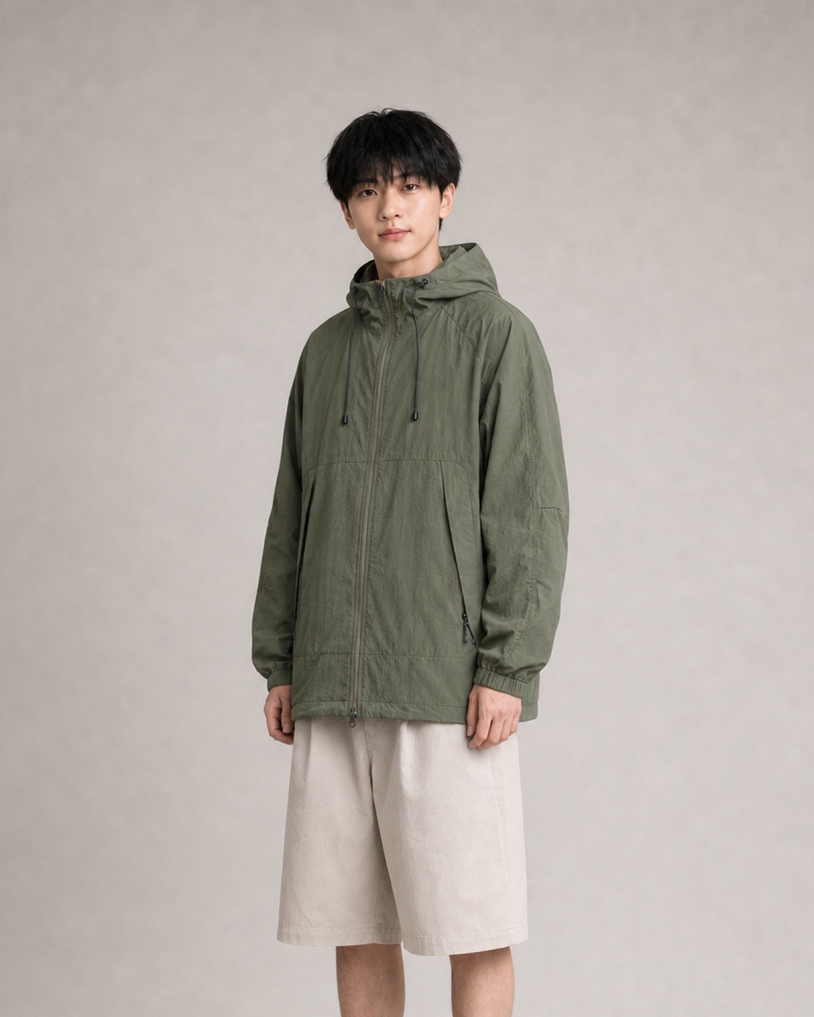 OU-RES モデル着用 | S1017 | ダークグリーン | 右斜め | トップ構図