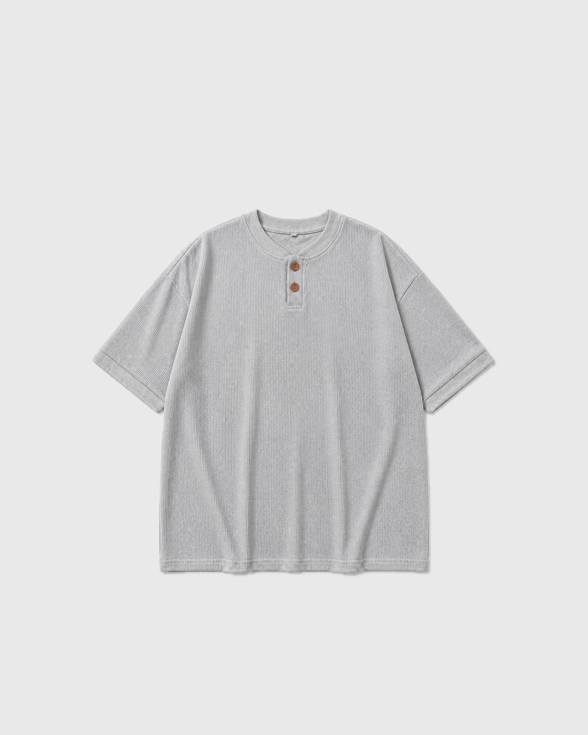 OURES ワッフル ヘンリーネック オーバーサイズTシャツ ユニセックス グレー 商品単体
