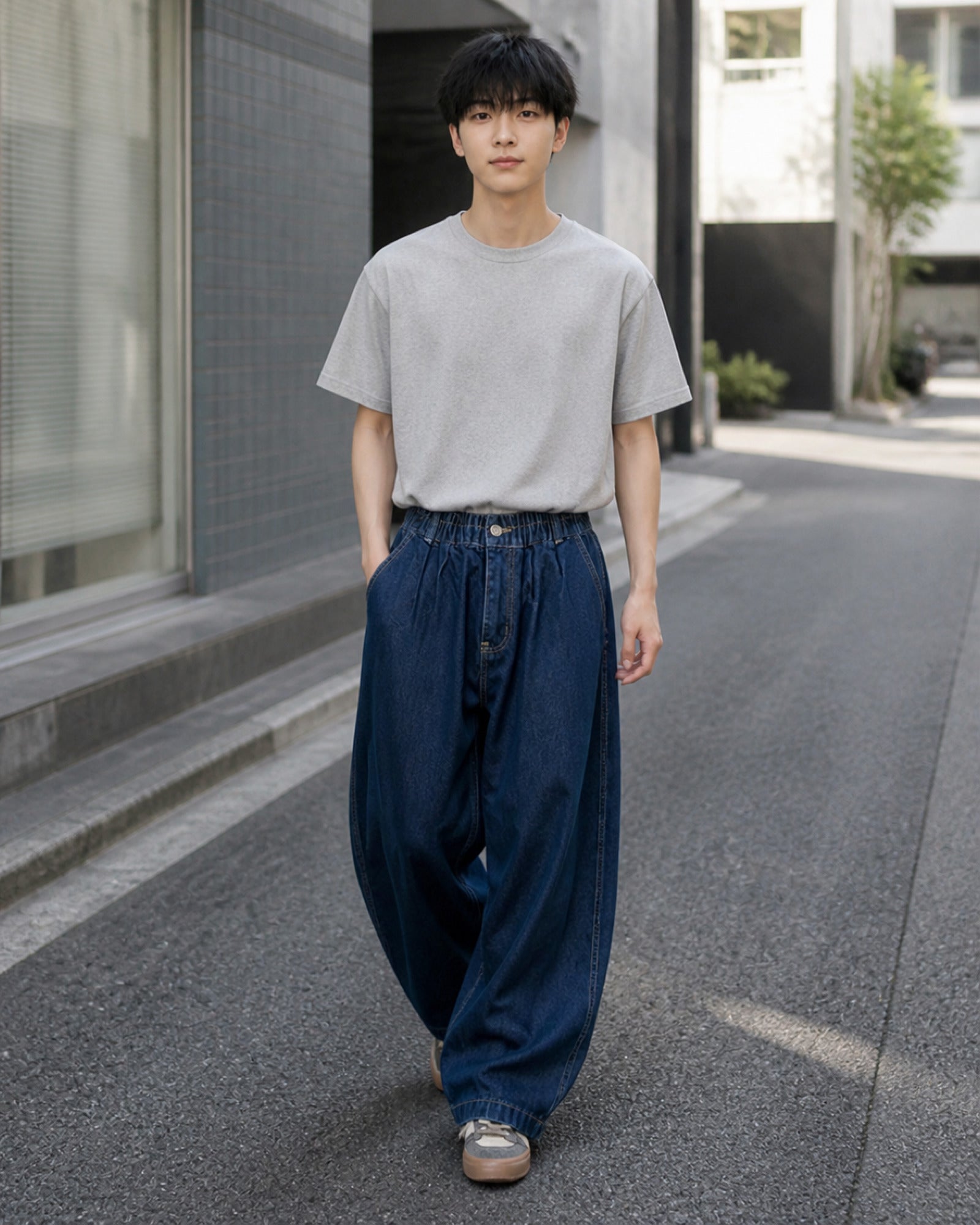 インディゴ バルーンワイド デニムパンツ メンズ 02
