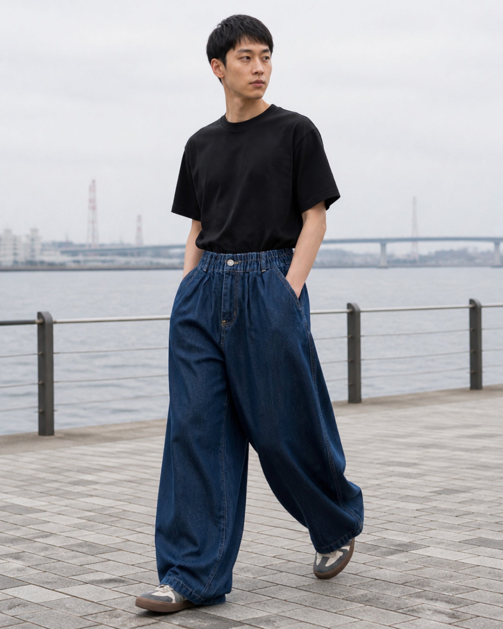 インディゴ バルーンワイド デニムパンツ メンズ 04
