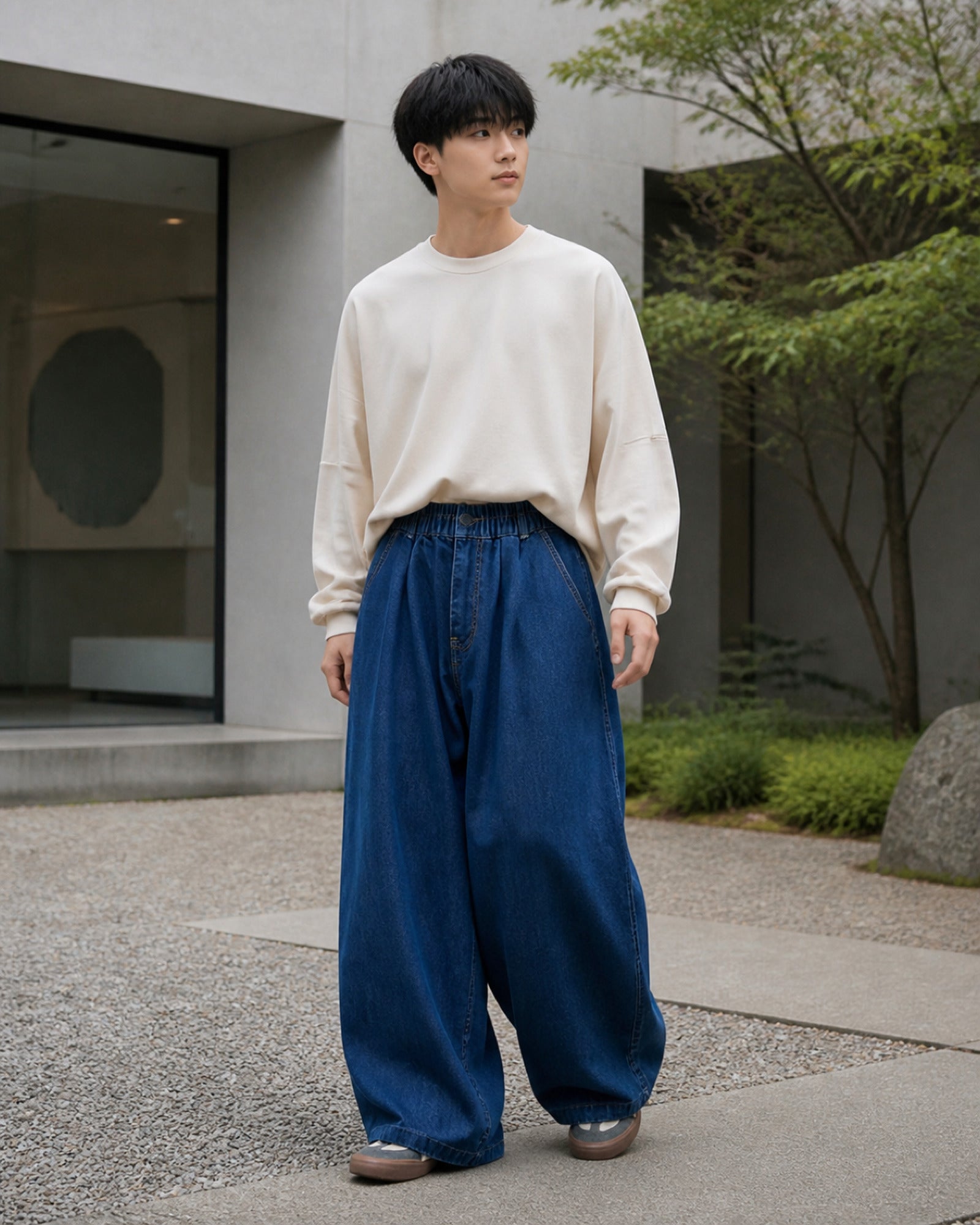インディゴ バルーンワイド デニムパンツ メンズ 05