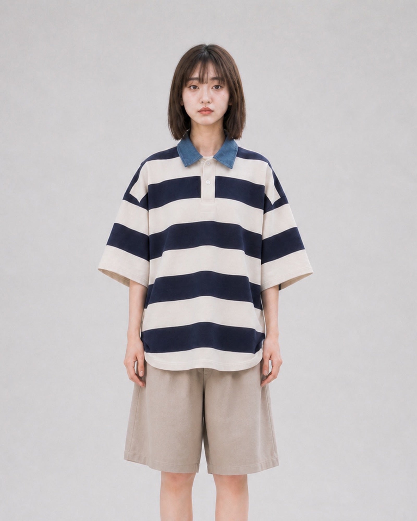 OU-RES モデル着用 | S1020 | ブルー | 正面 | トップ構図