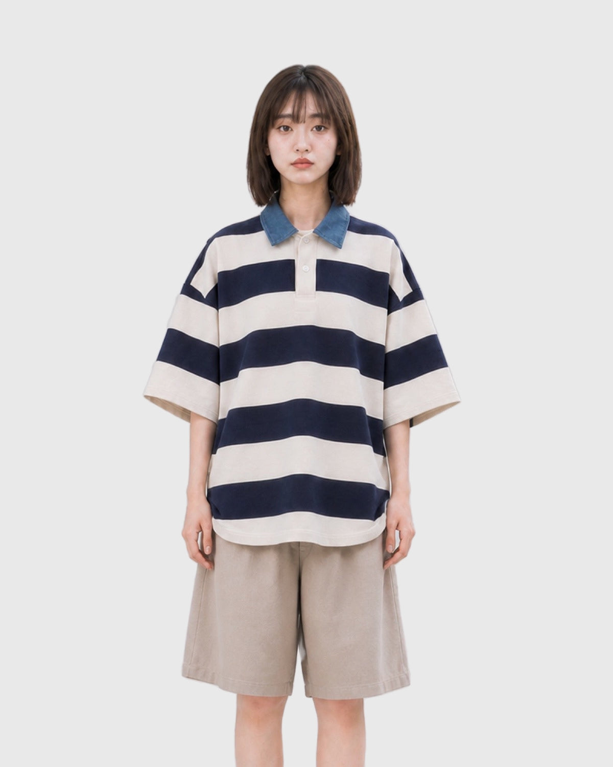 OU-RES モデル着用 | S1020 | ブルー | 正面 | トップ構図