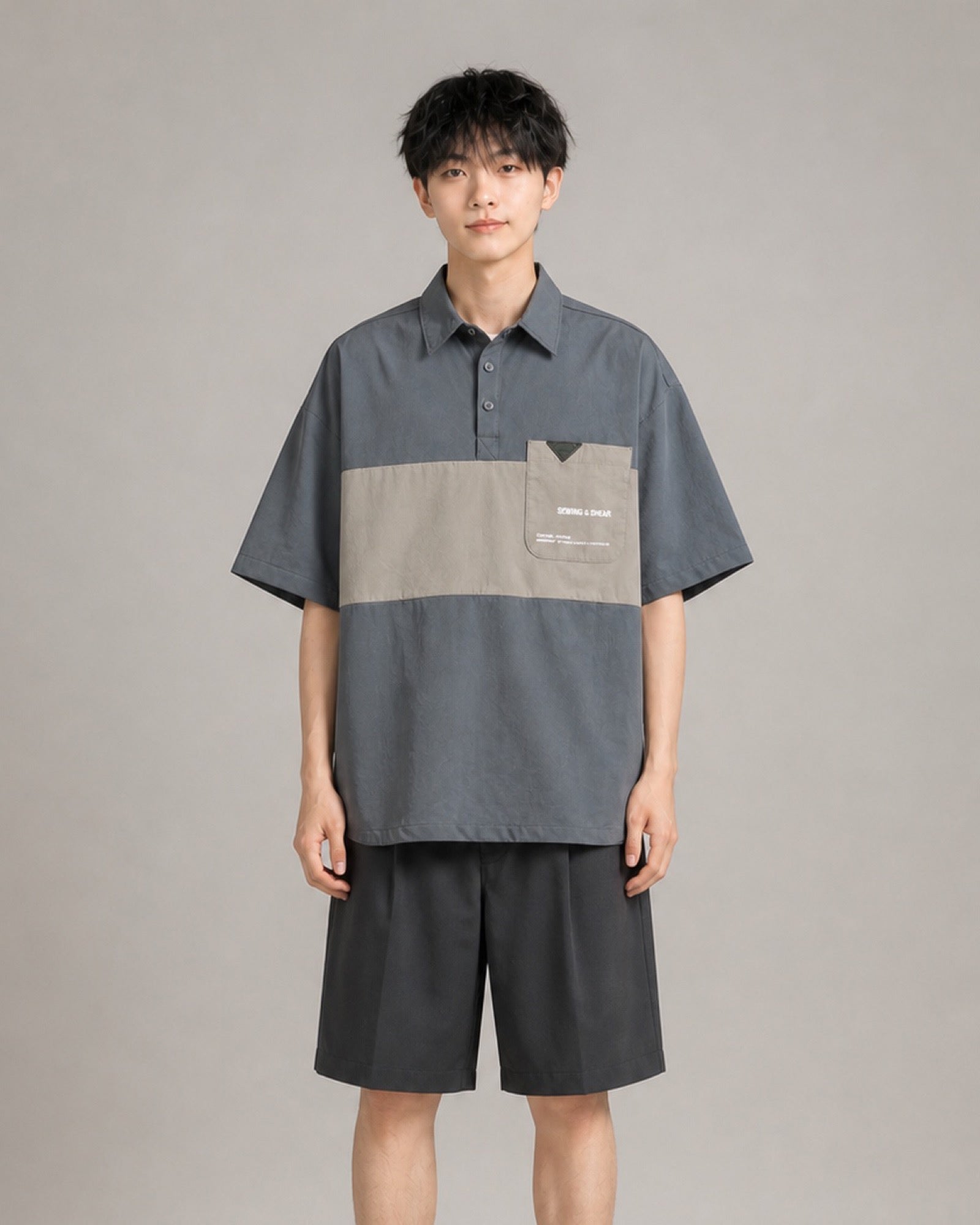 OU-RES モデル着用 | S1022 | グレー | 正面 | トップ構図
