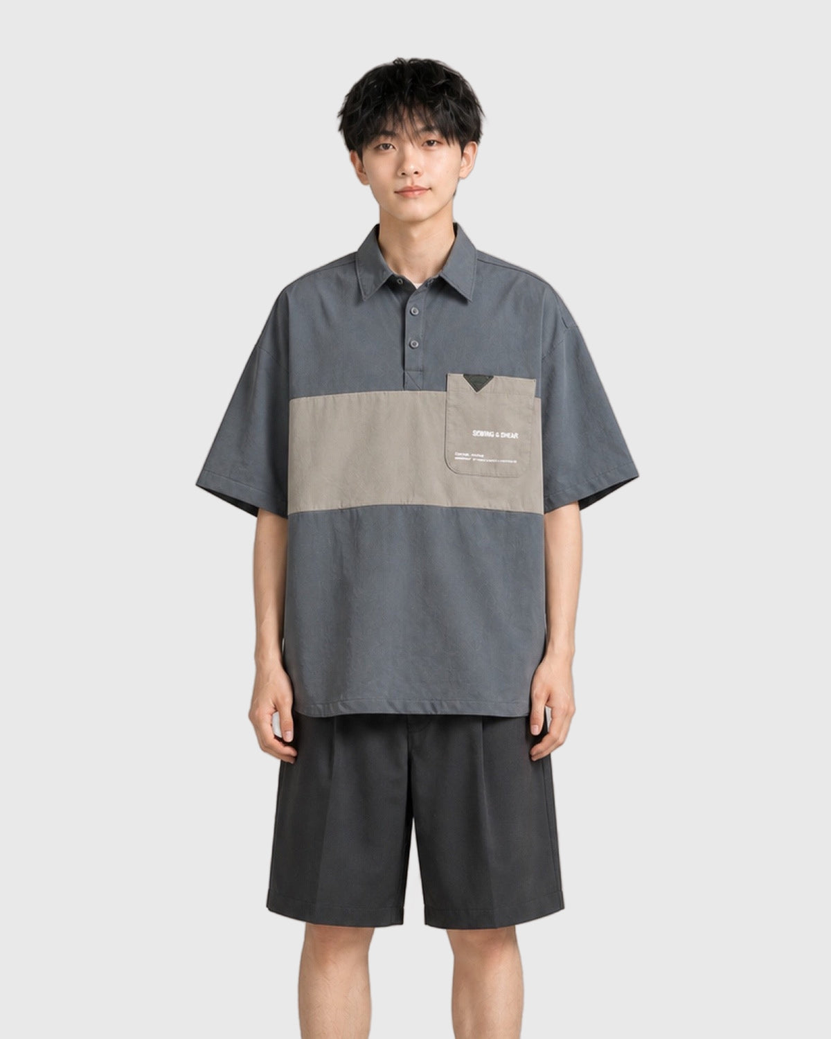 OU-RES モデル着用 | S1022 | グレー | 正面 | トップ構図