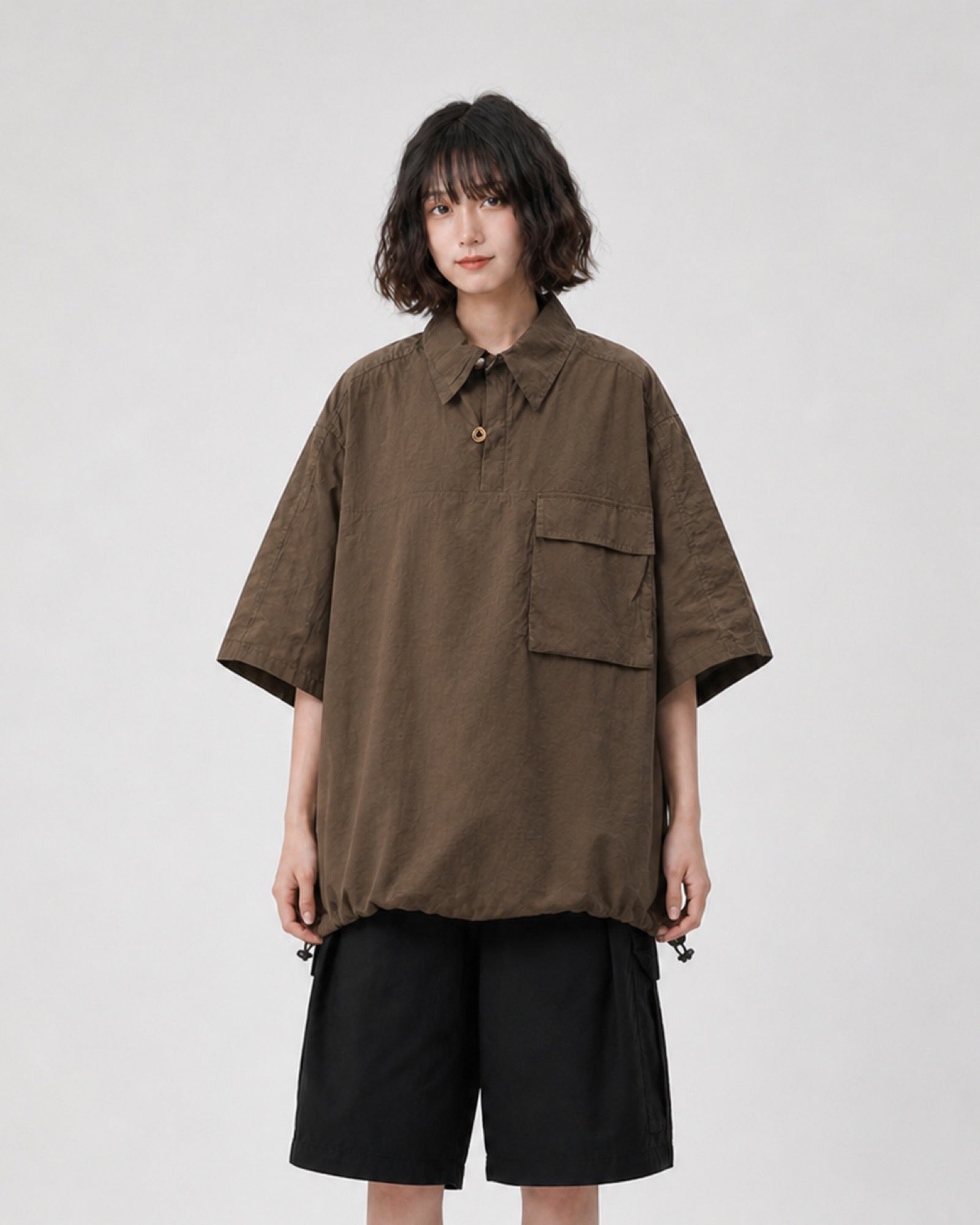 OU-RES モデル着用 | S1023 | ブラウン | 正面 | トップ構図
