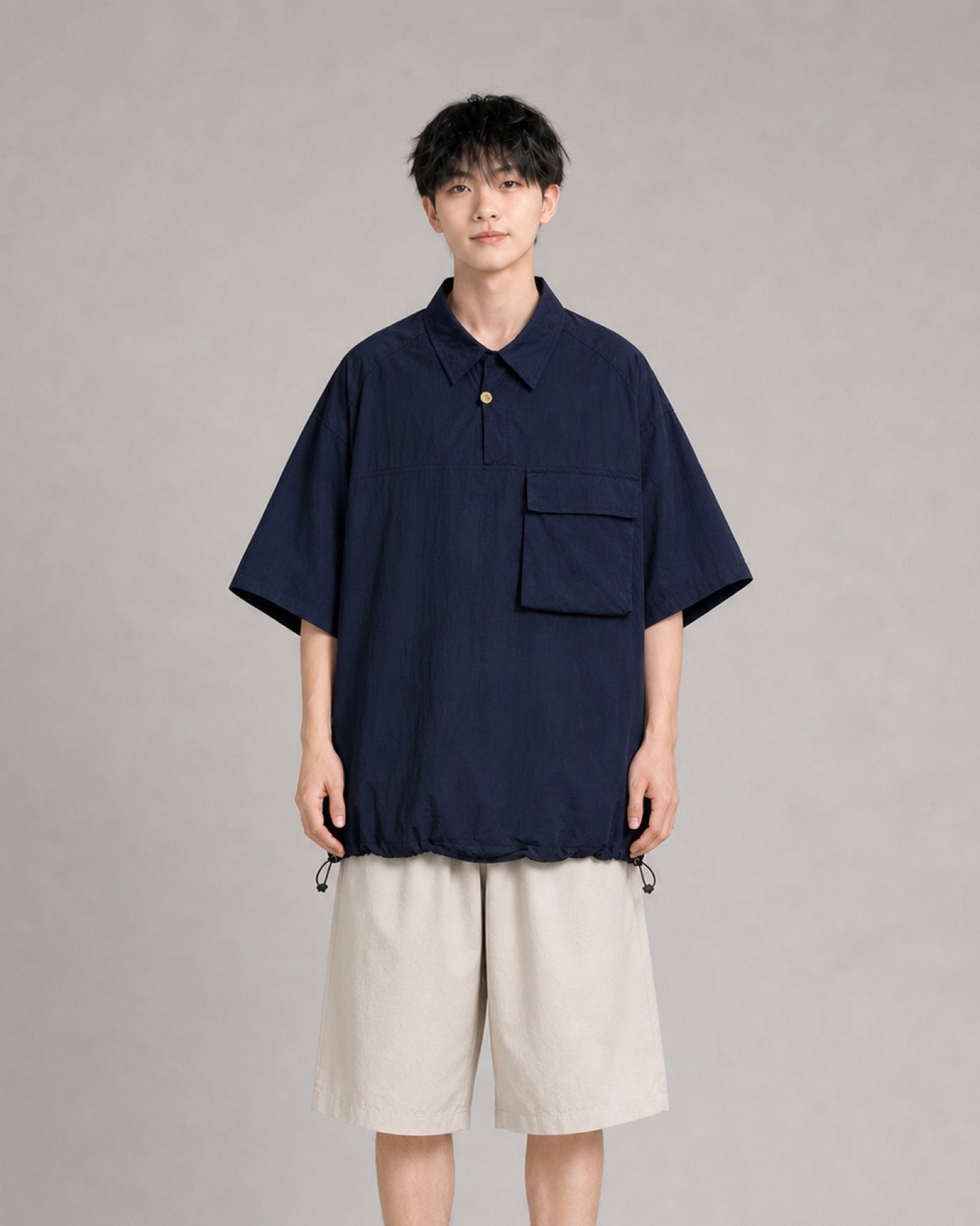 OU-RES モデル着用 | S1023 | ネイビー | 正面 | トップ構図
