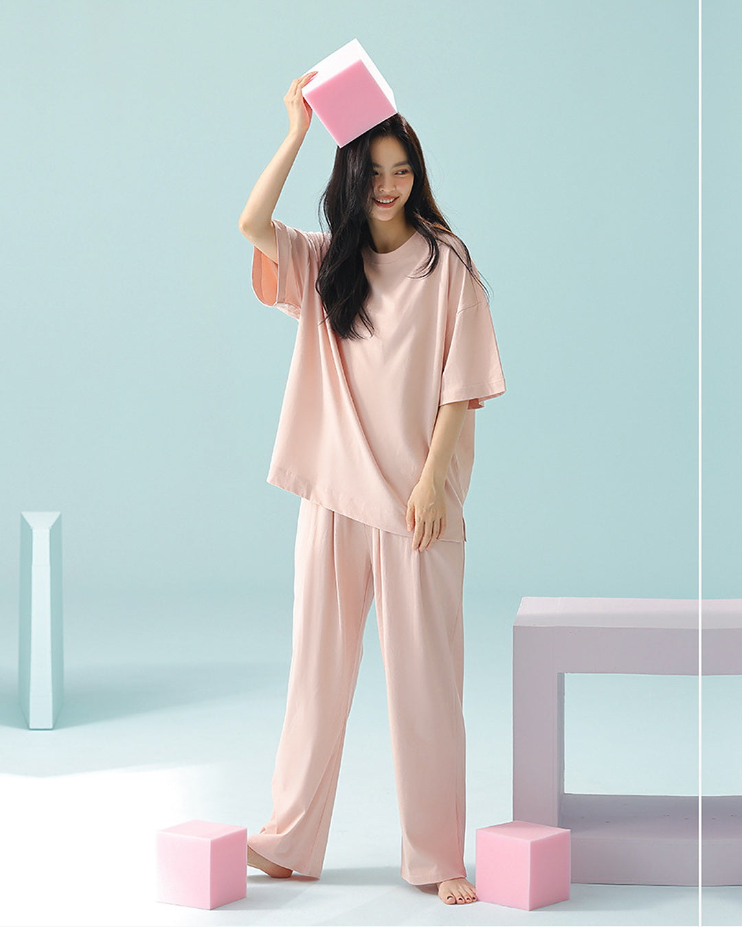 冷感 半袖ロングパンツルームウェア レディース S0039