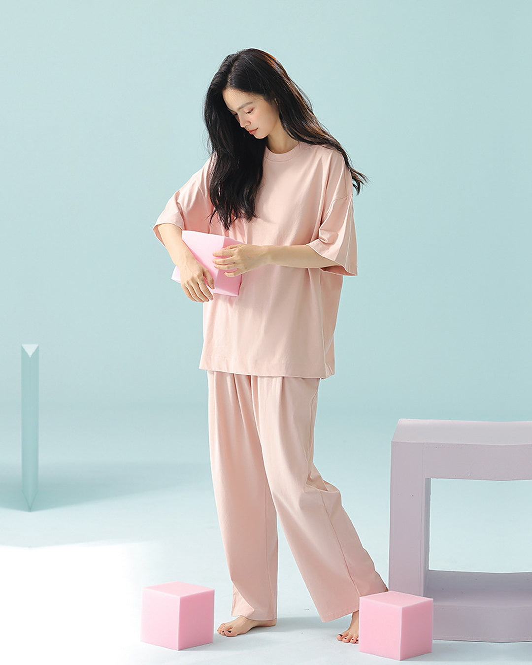 冷感 半袖ロングパンツルームウェア レディース S0039